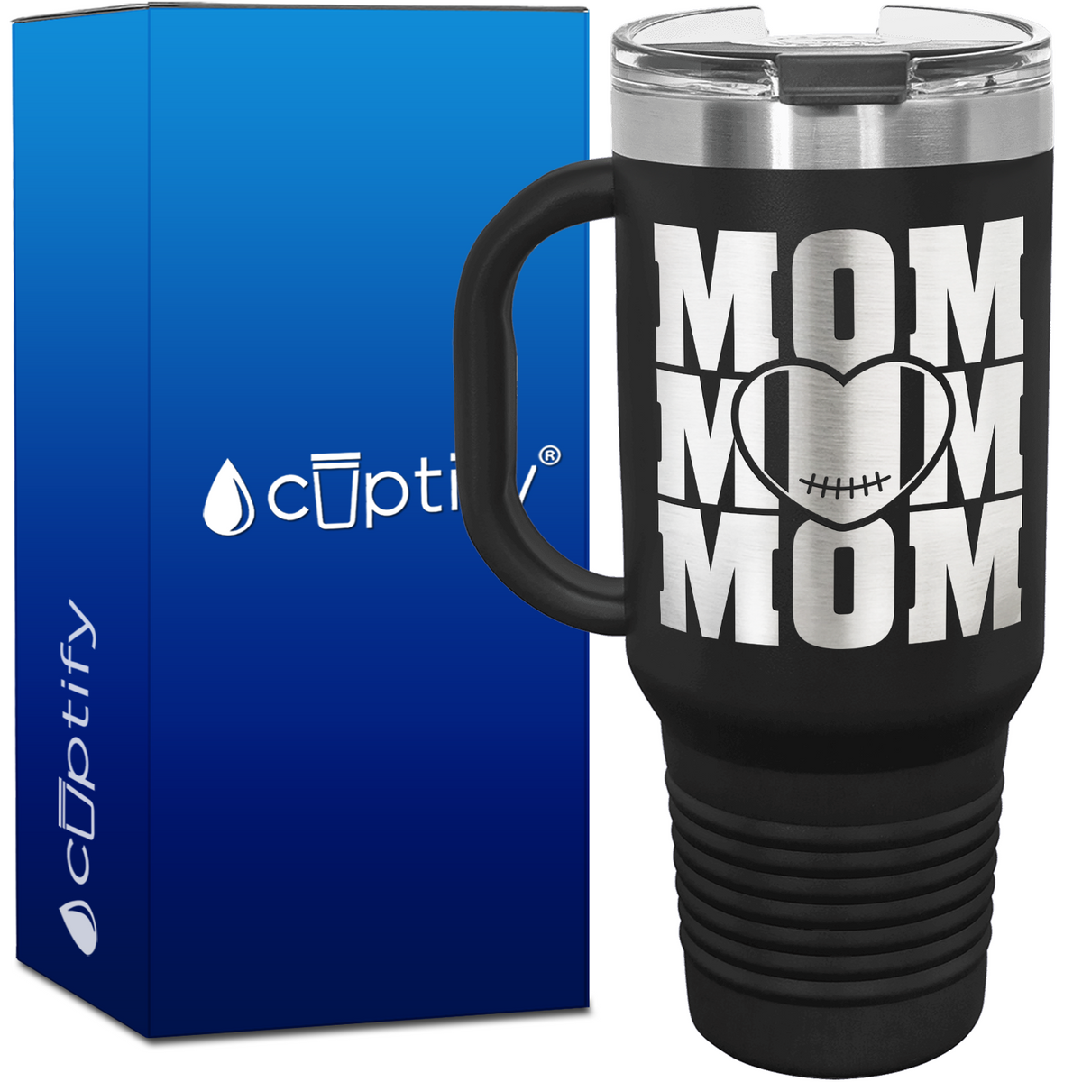 Mom Mom Mom Football 40oz Football Travel Mug