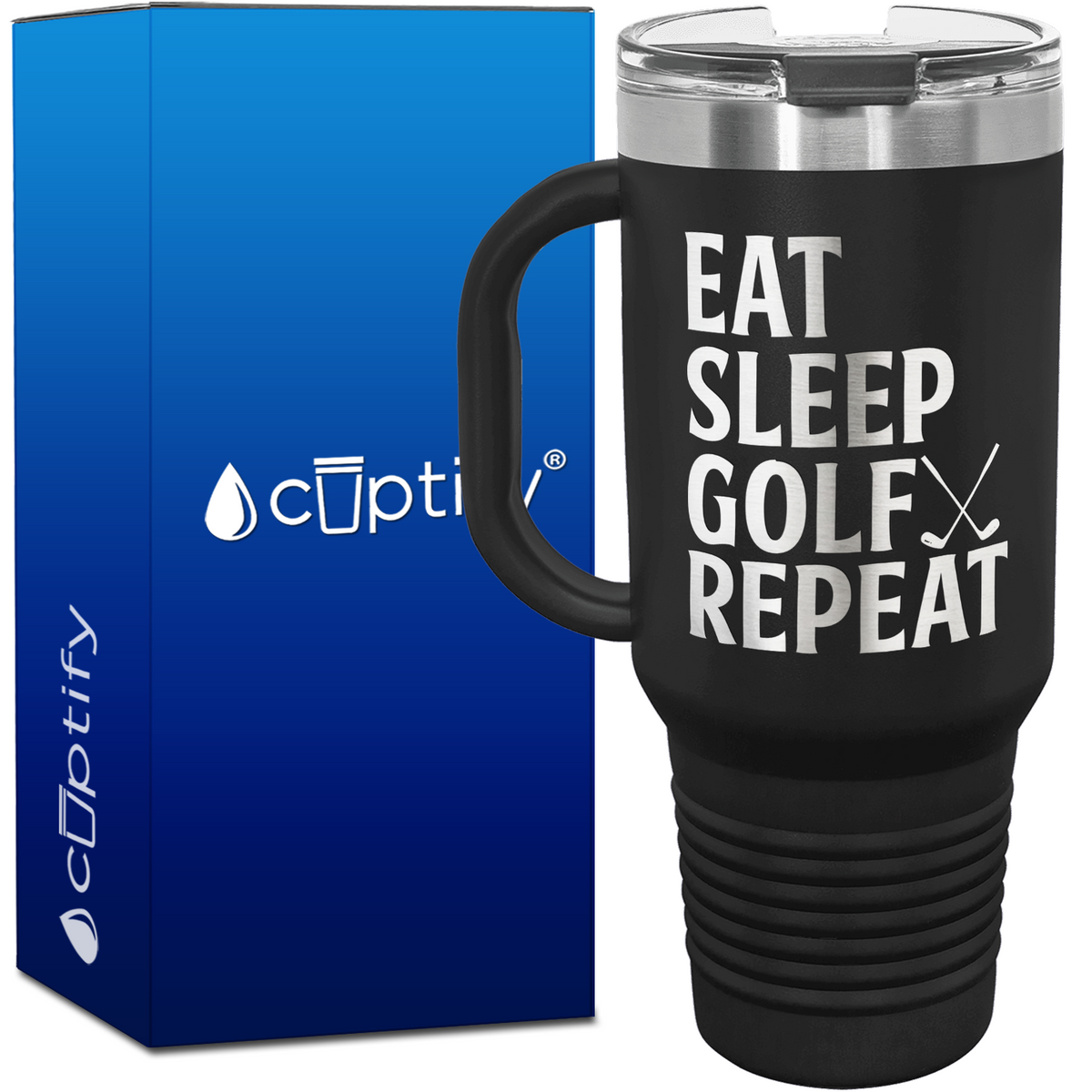 Eat Sleep Golf Repeat Golf Clubs 40oz Golf Travel Mug