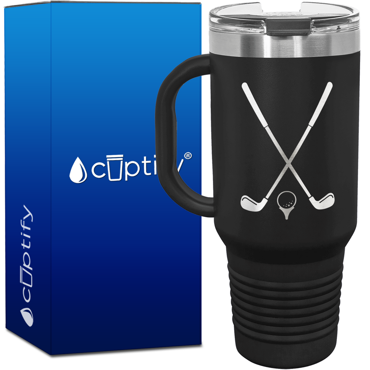 Golf Clubs and Ball 40oz Golf Travel Mug