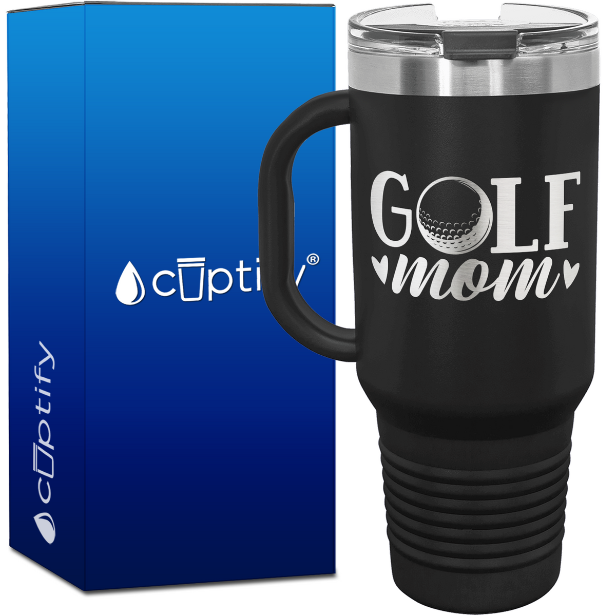 Golf Mom Hearts 40oz Golf Travel Mug