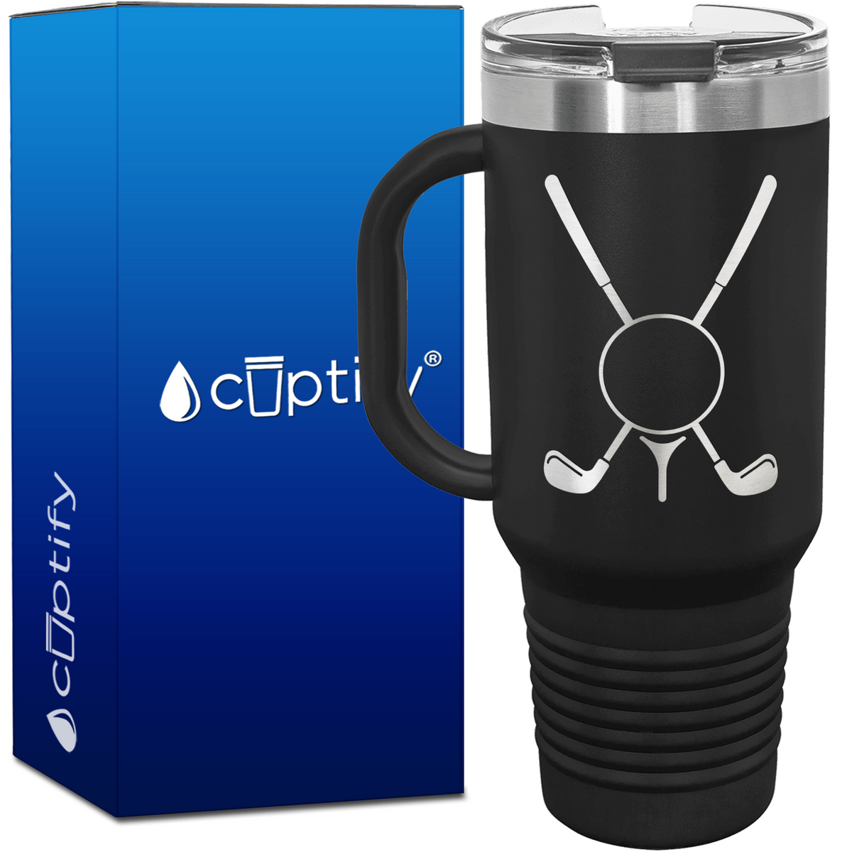 Golf Clubs and Golf Ball 40oz Golf Travel Mug