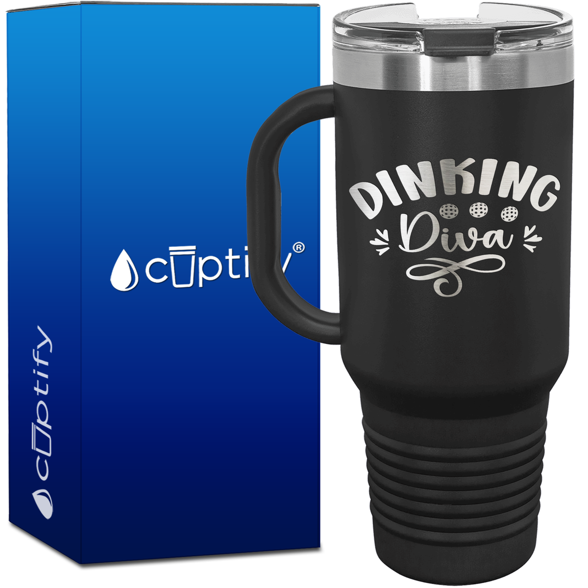 Dinking Diva Pickleball 40oz Pickleball Travel Mug