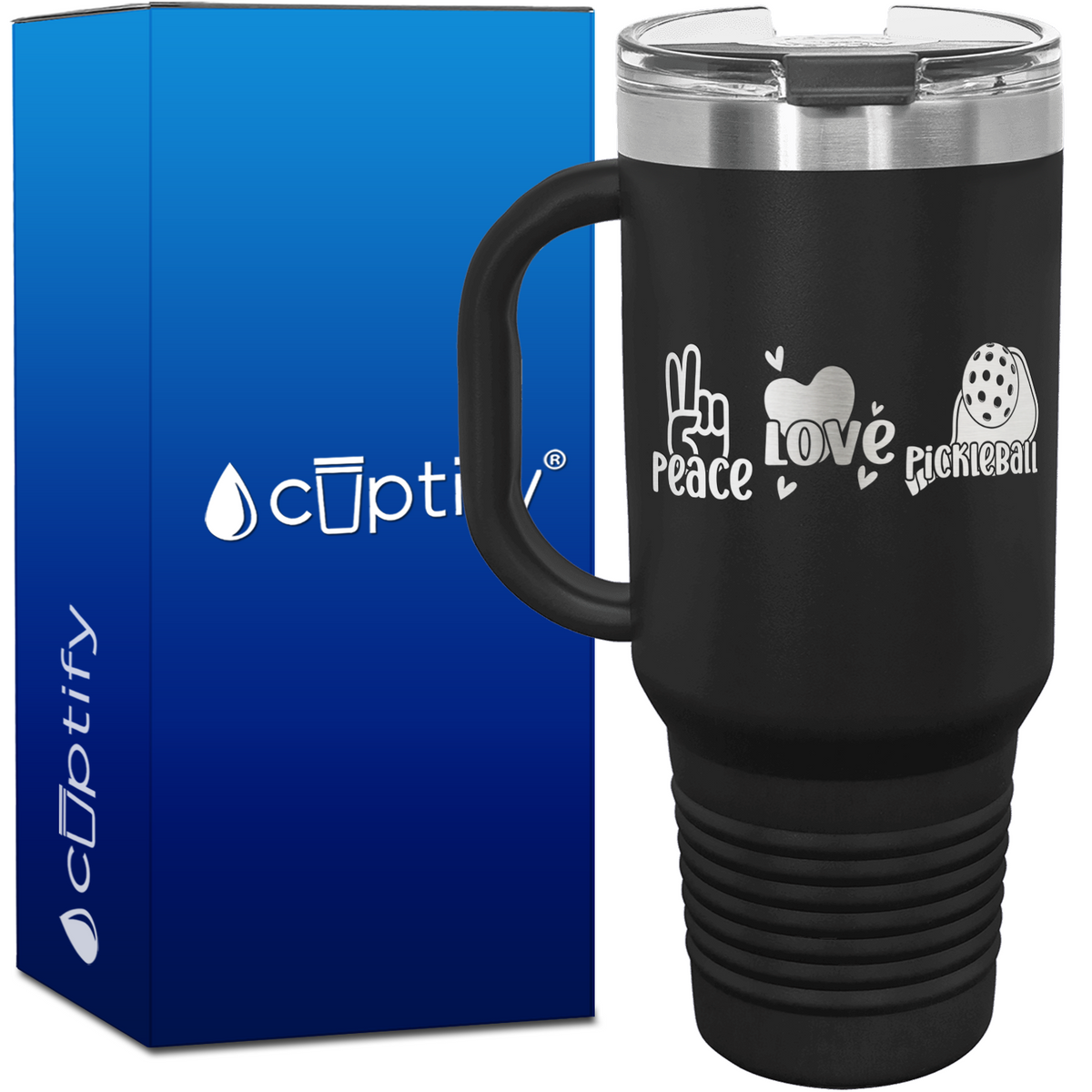 Peace Love Pickleball 40oz Pickleball Travel Mug
