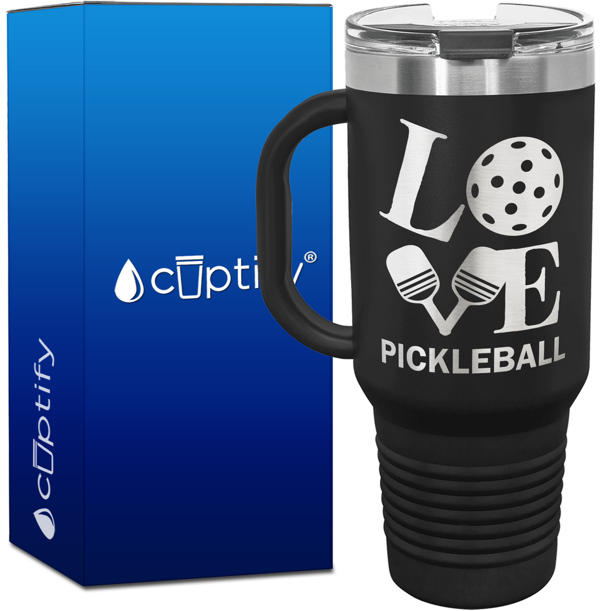 Love Pickleball Paddle 40oz Pickleball Travel Mug