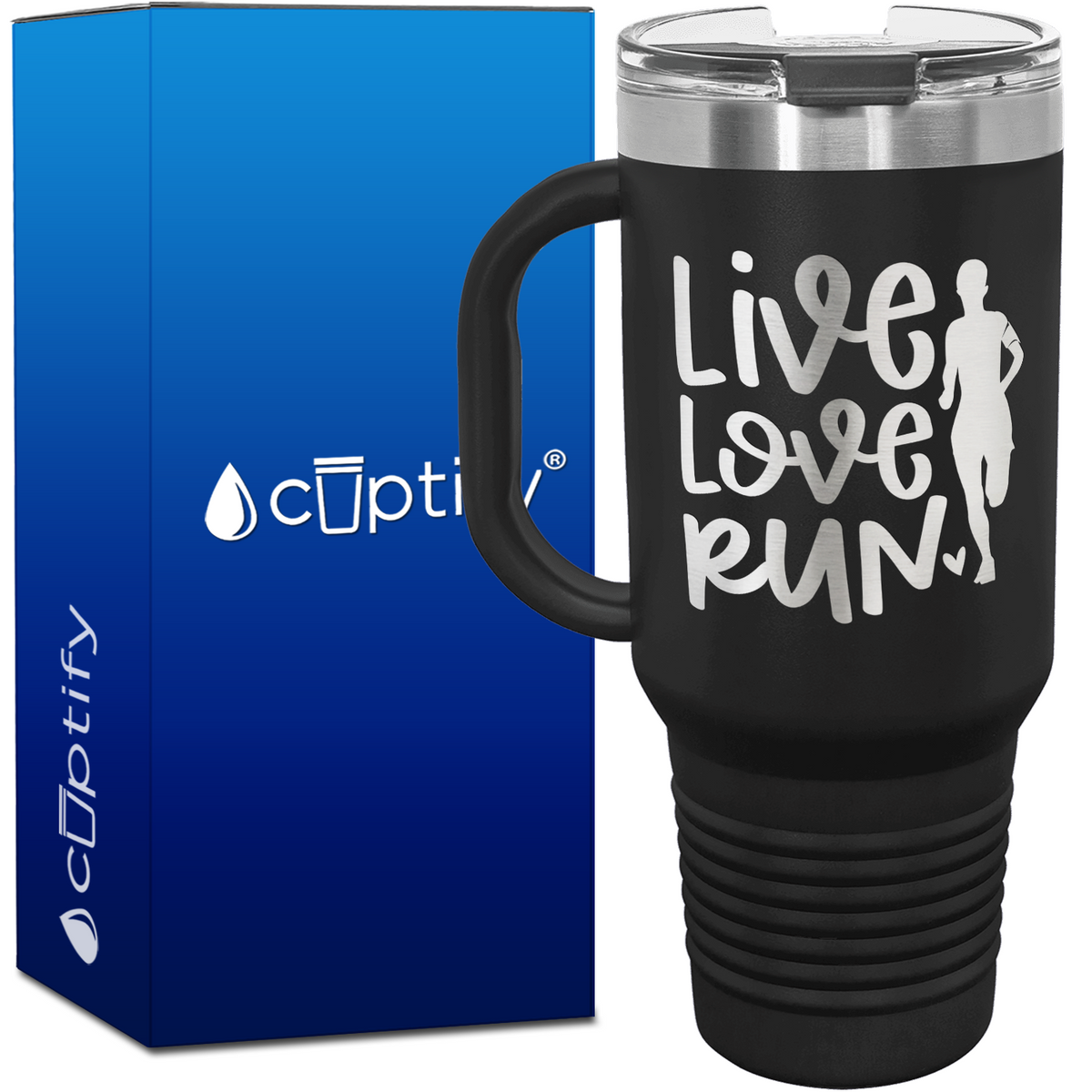 Live Love Run with Silhouette 40oz Running Travel Mug