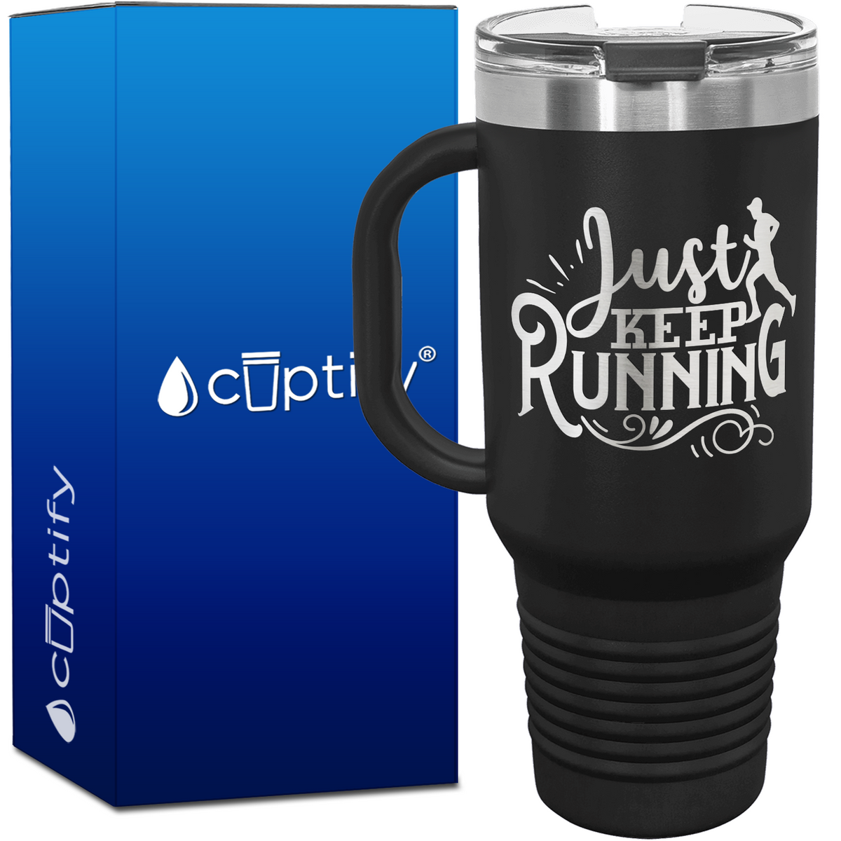Just Keep Running with Silhouette 40oz Running Travel Mug