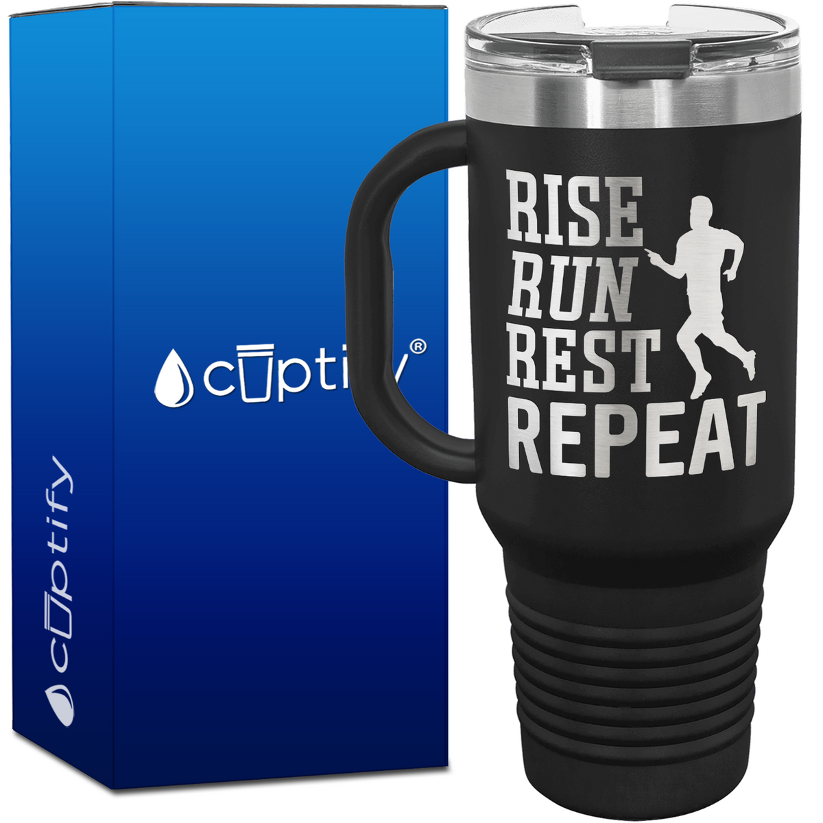 Rise Run Rest Repeat 40oz Running Travel Mug