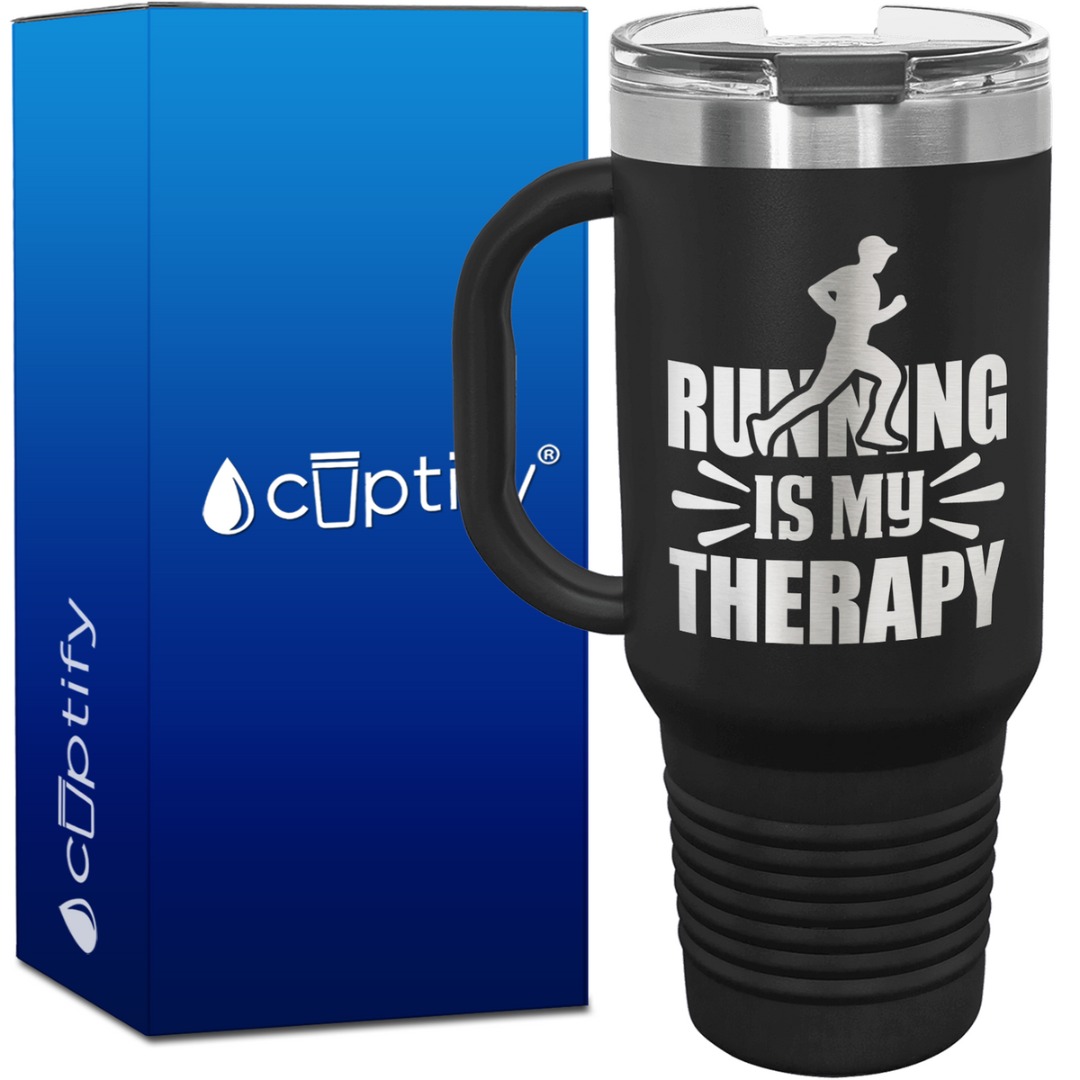 Running is my Therapy 40oz Running Travel Mug
