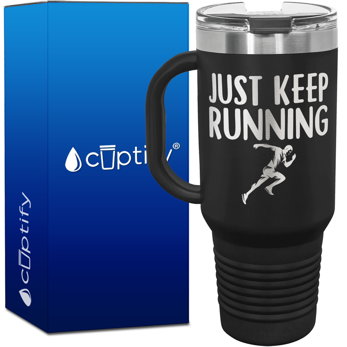 Just Keep Running Silhouette 40oz Running Travel Mug
