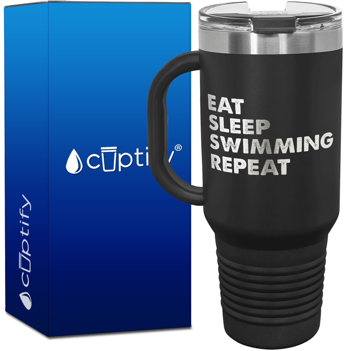 Eat Sleep Swimming Repeat 40oz Swimming Travel Mug