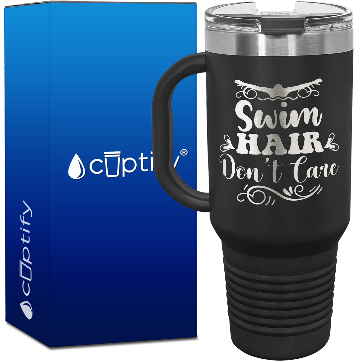 Swim Hair Don't Care 40oz Swimming Travel Mug