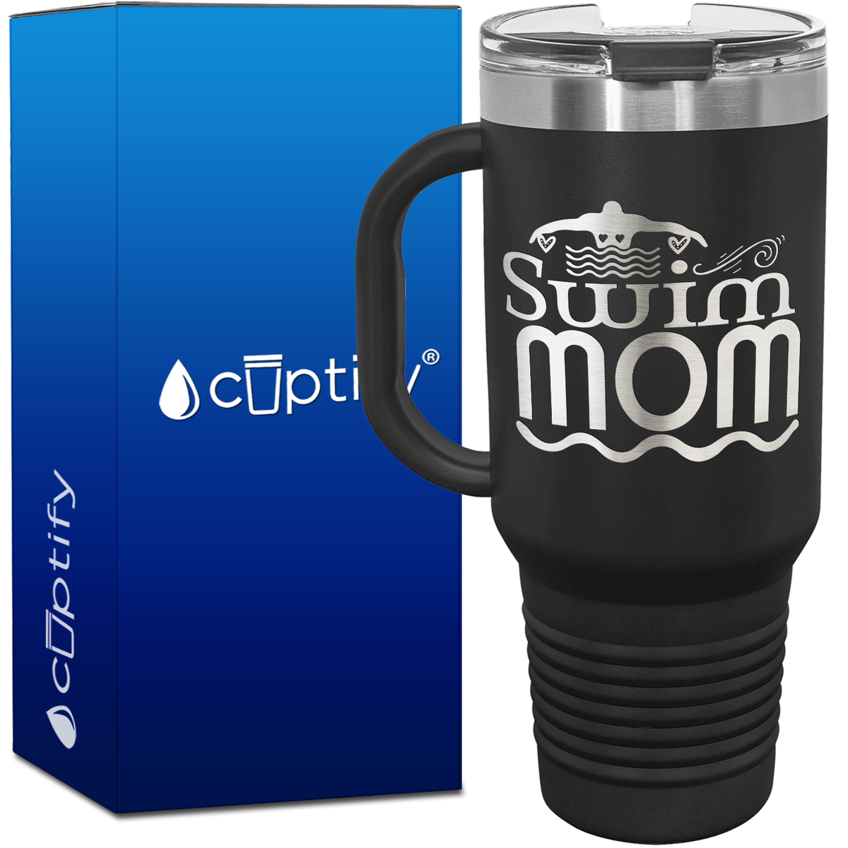 Swim Mom with Silhouette 40oz Swimming Travel Mug
