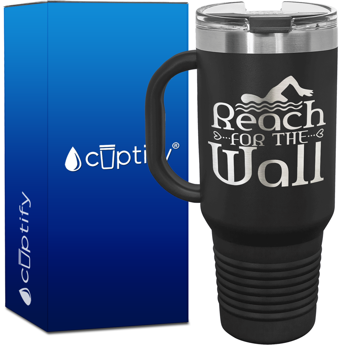 Reach for the Wall with Swimmer 40oz Swimming Travel Mug