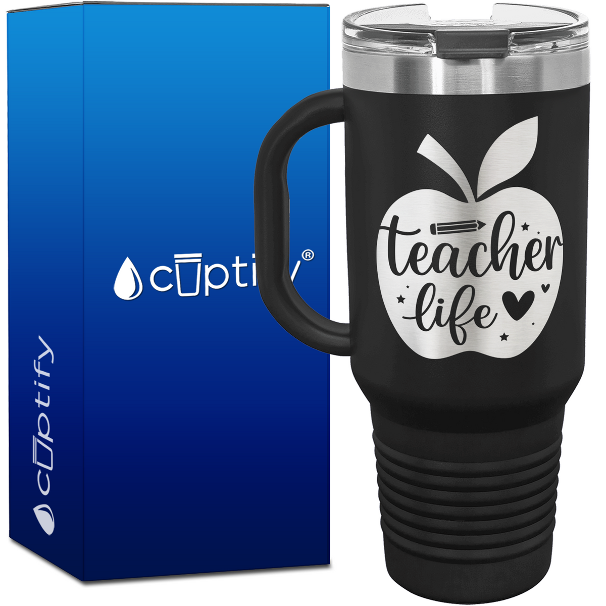 Teacher Life Apple 40oz Teacher Travel Mug