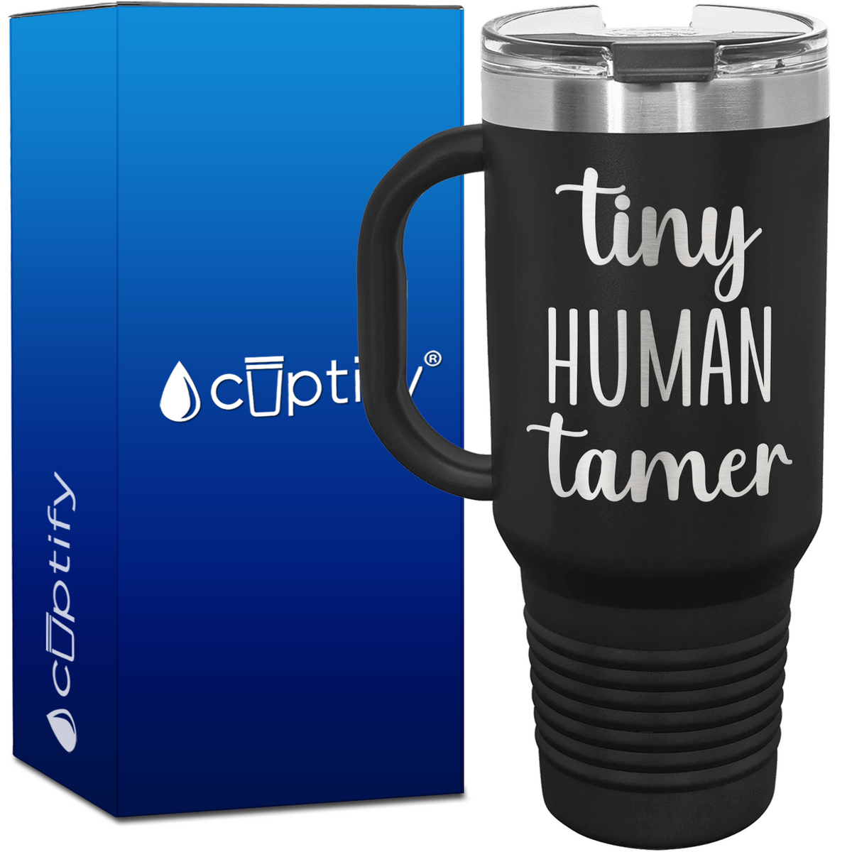 Tiny Human Tamer 40oz Teacher Travel Mug