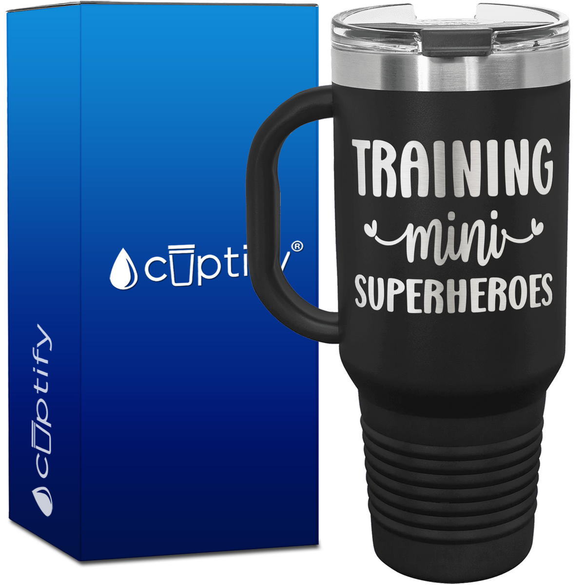 Training Mini Superheroes 40oz Teacher Travel Mug