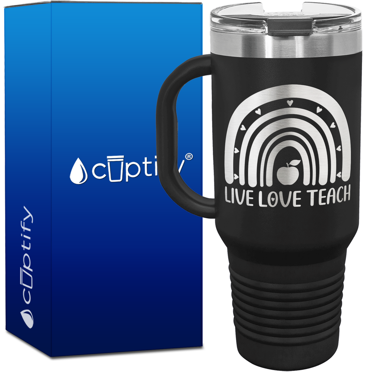 Live Love Teach Rainbow 40oz Teacher Travel Mug