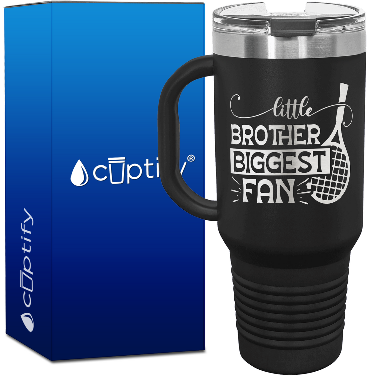 Little Brother Biggest Fan Tennis 40oz Tennis Travel Mug