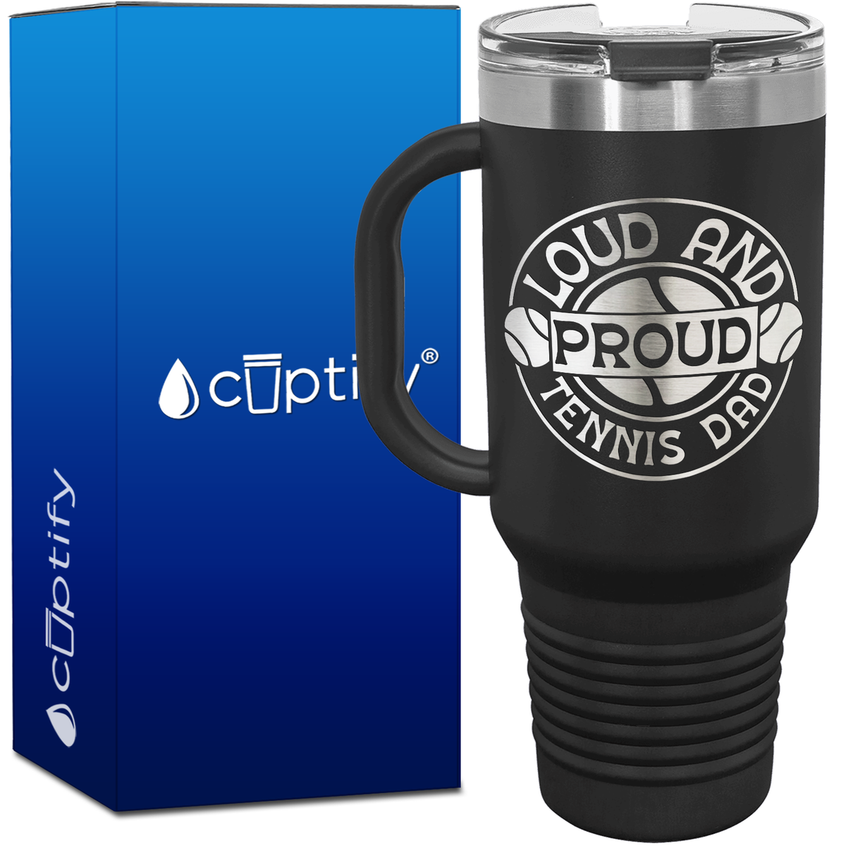 Loud and Proud Tennis Dad 40oz Tennis Travel Mug