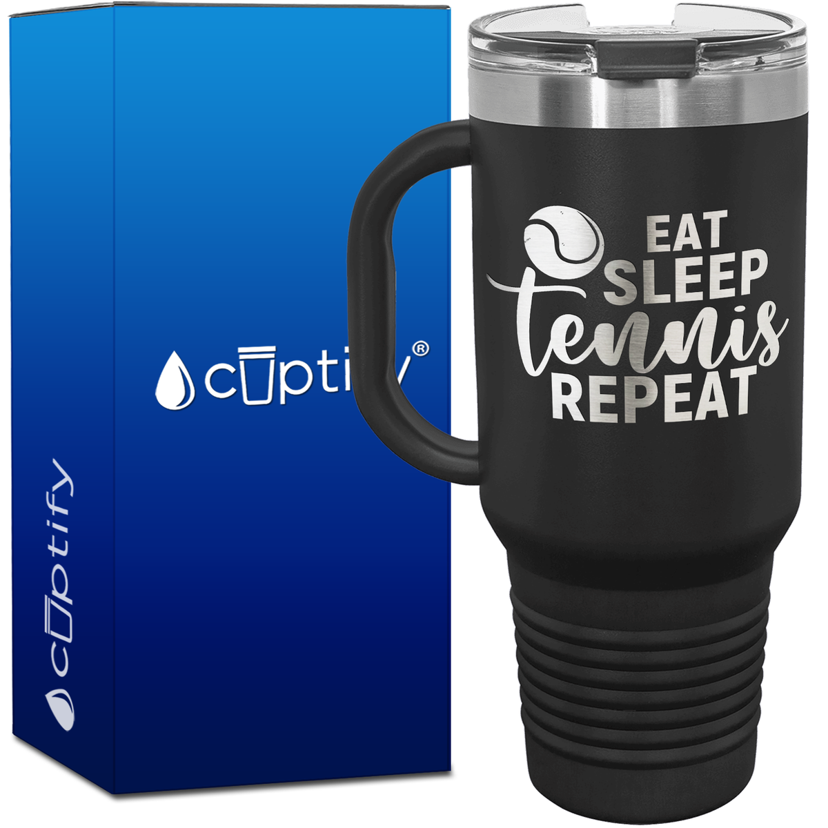 Eat Sleep Tennis Repeat 40oz Tennis Travel Mug