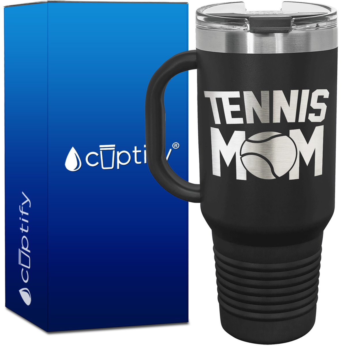 Tennis Mom with Ball 40oz Tennis Travel Mug