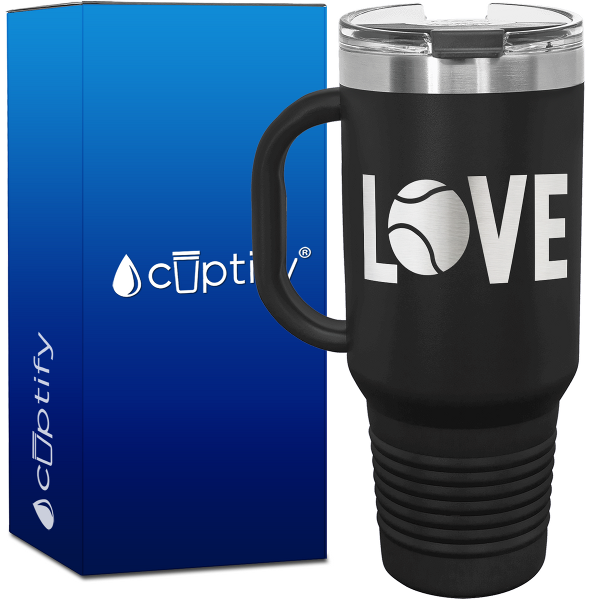 Tennis Love with Ball 40oz Tennis Travel Mug