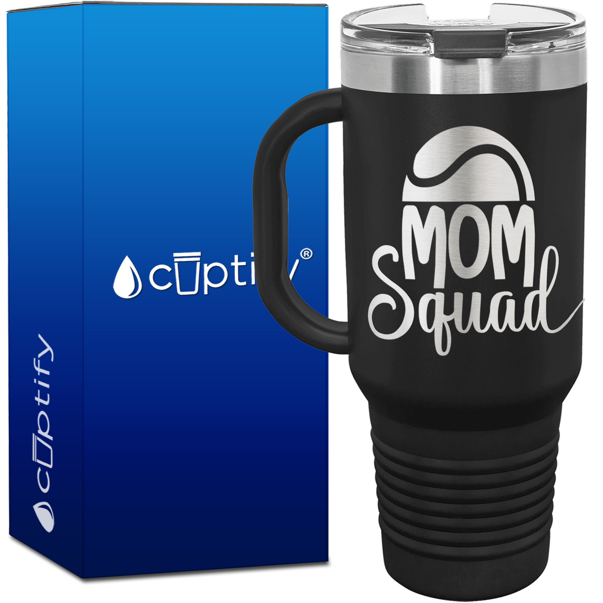 Mom Squad Tennis with Half Ball 40oz Tennis Travel Mug