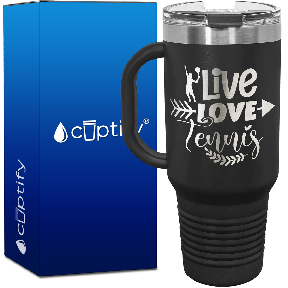 Live Love Tennis with Silhouette 40oz Tennis Travel Mug