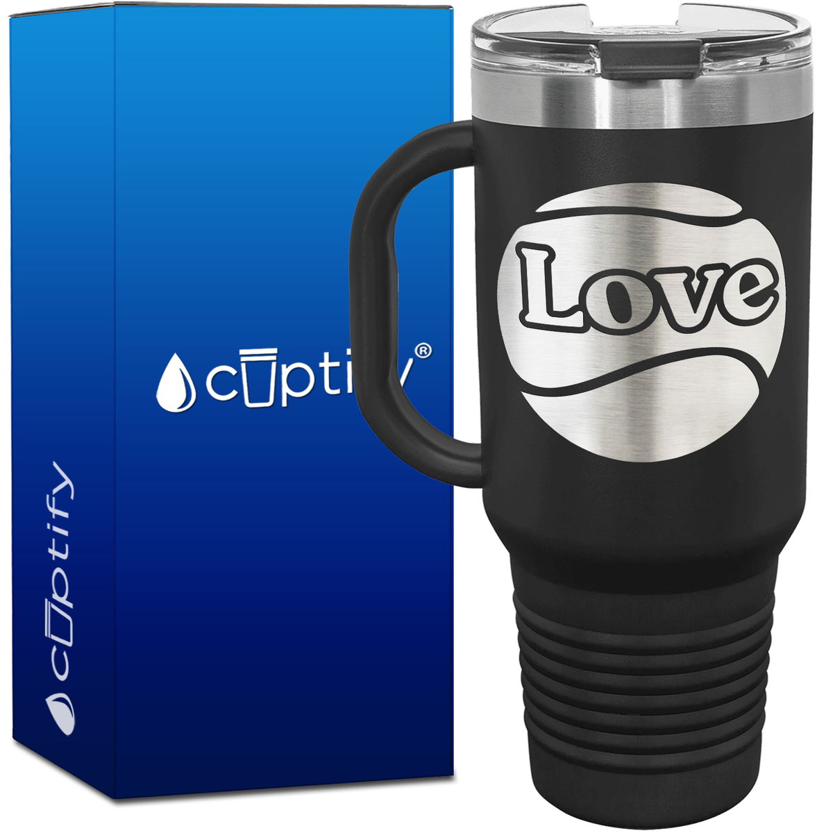 Love Tennis Ball Silhouette 40oz Tennis Travel Mug