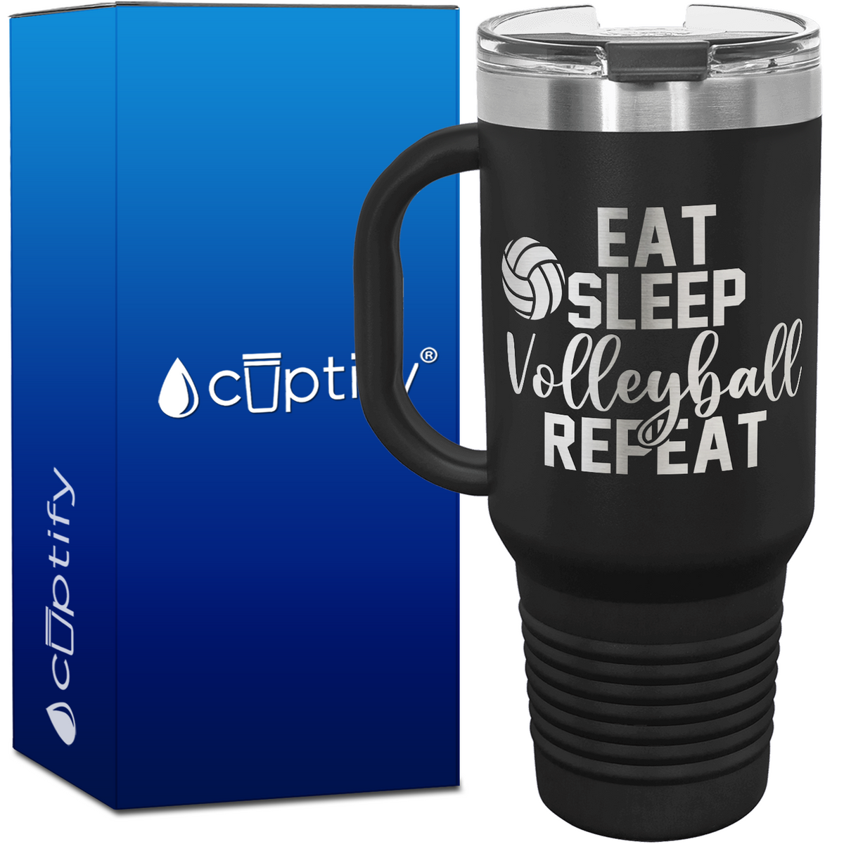 Eat Sleep Volleyball Repeat 40oz Volleyball Travel Mug