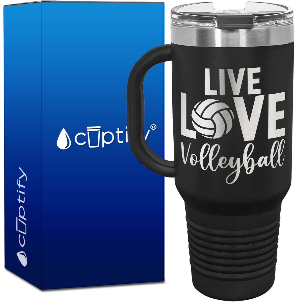 Live Love Volleyball 40oz Volleyball Travel Mug