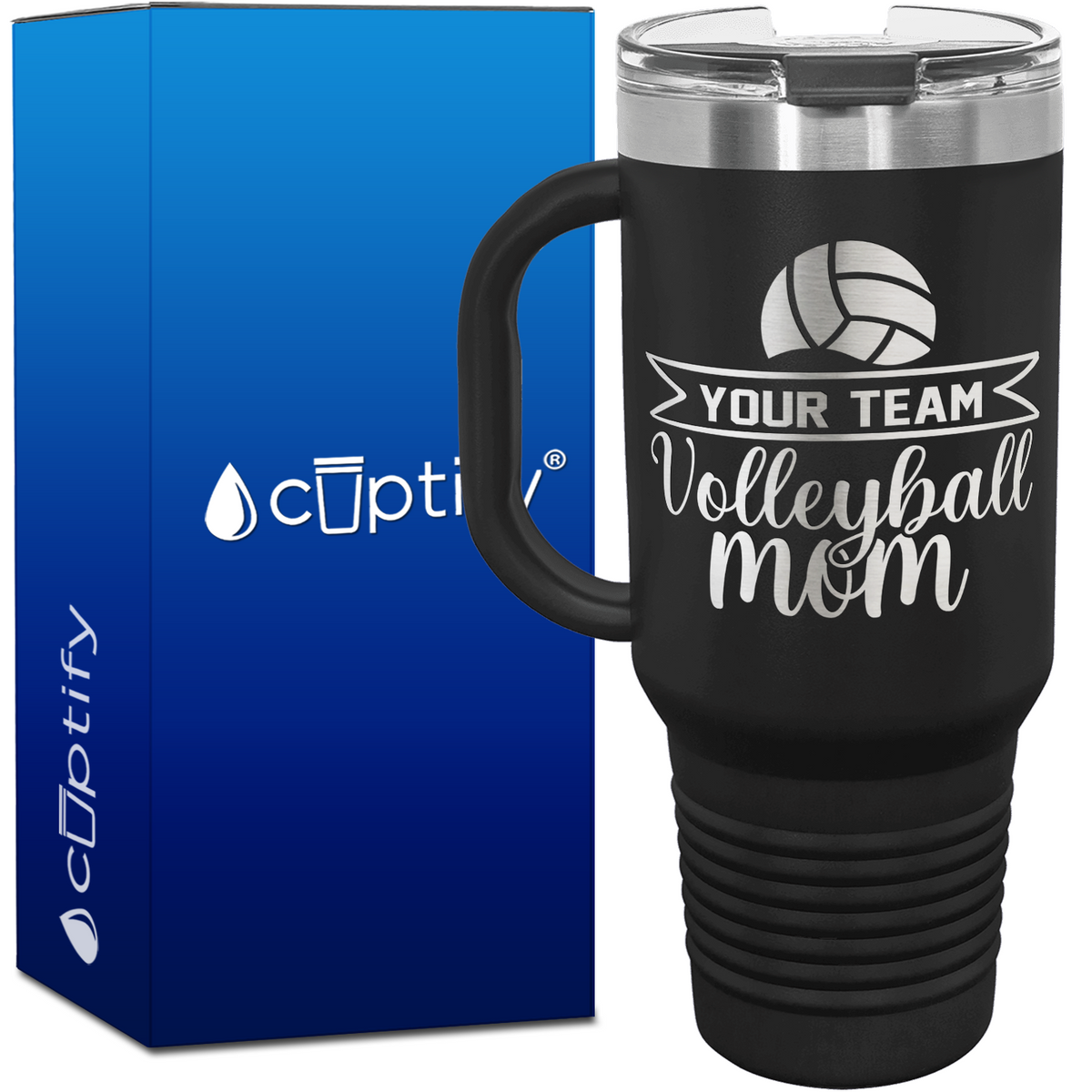 Personalized Team Name Volleyball Mom 40oz Volleyball Travel Mug