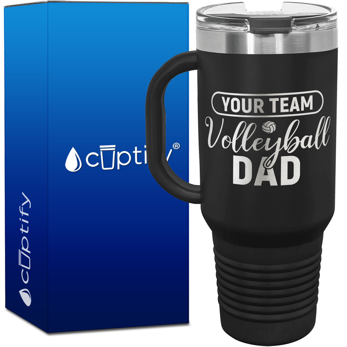Personalized Team Name Volleyball Dad 40oz Volleyball Travel Mug