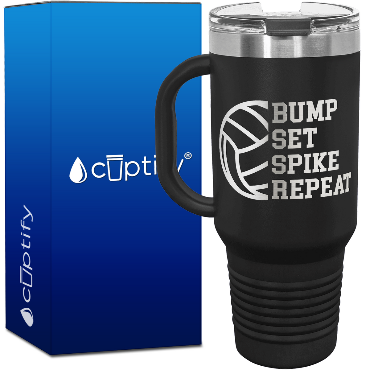 Bump Set Spike Repeat 40oz Volleyball Travel Mug