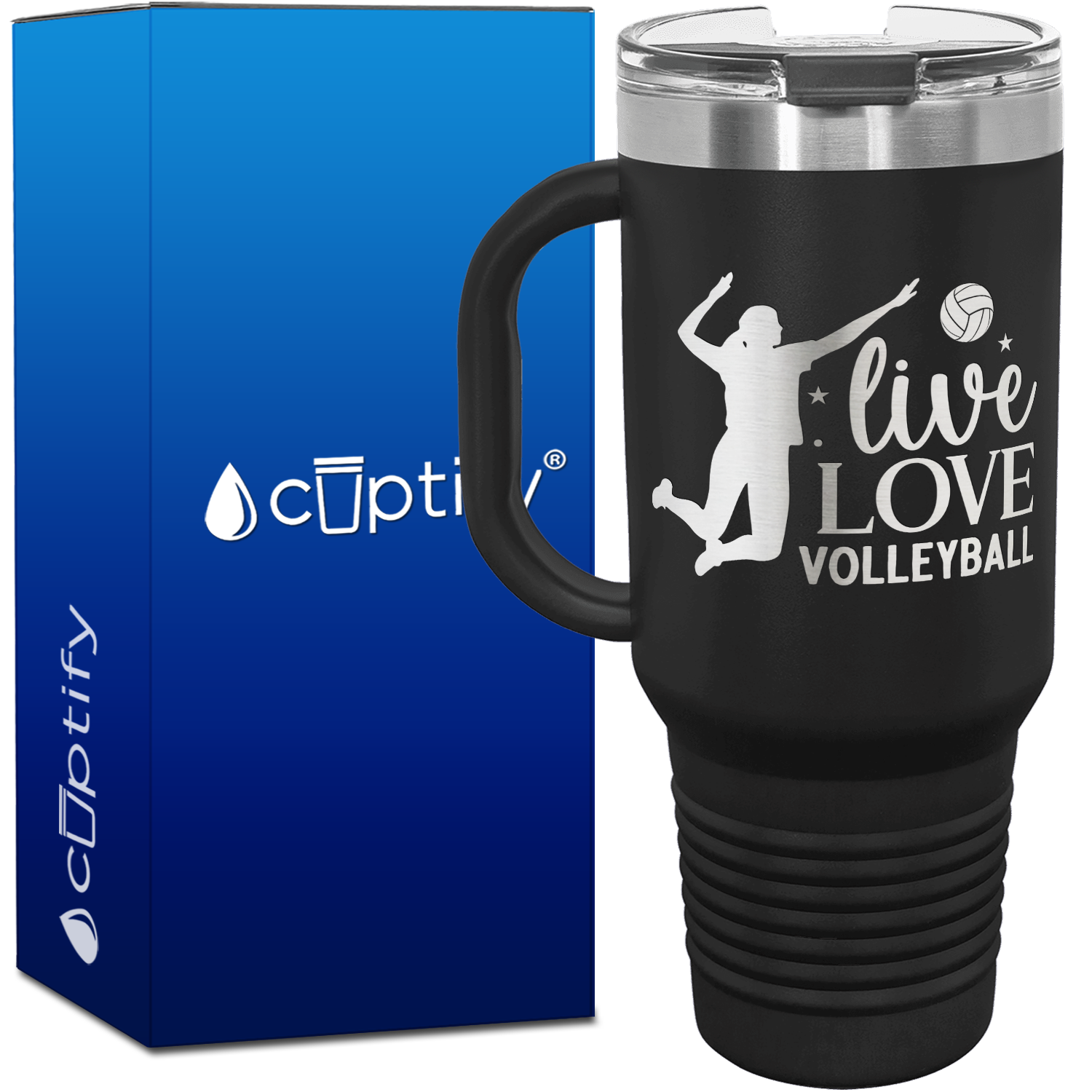 Live Love Volleyball 40oz Volleyball Travel Mug