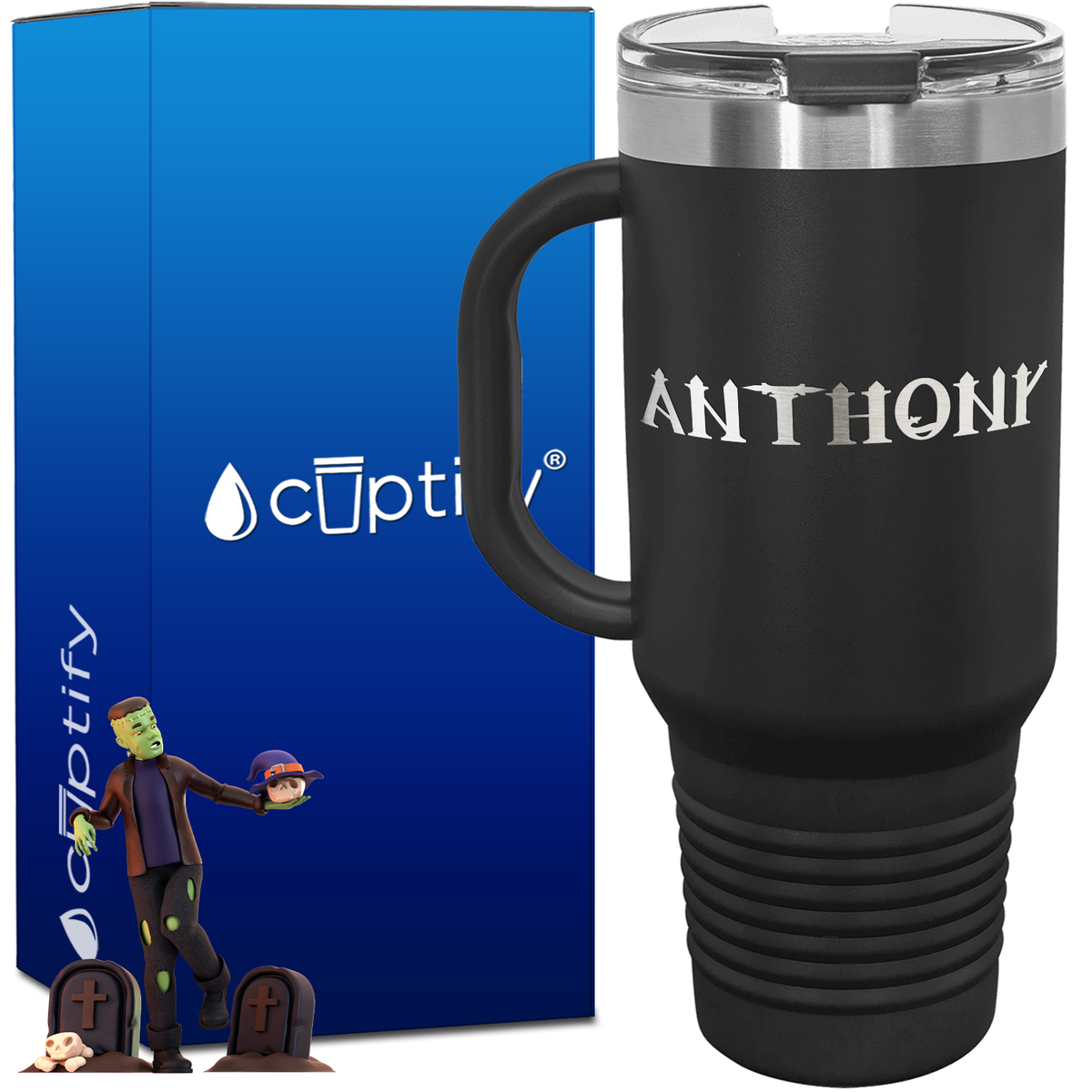 Personalized Creepy Font Style 40oz Halloween Travel Mug