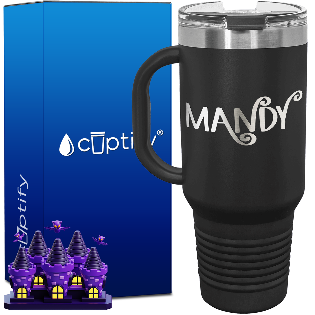 Personalized Curly Spooky Font Style 40oz Halloween Travel Mug