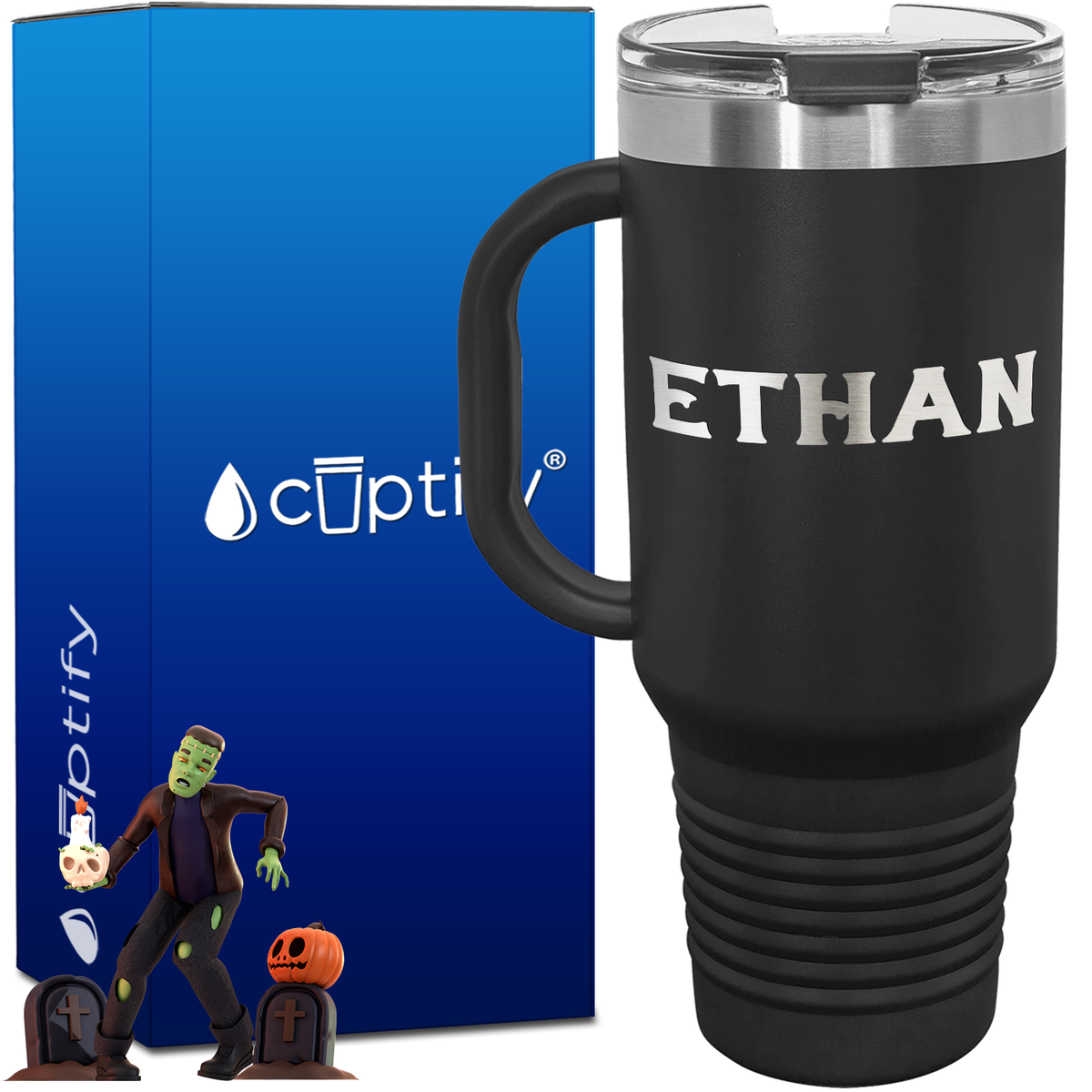 Personalized Grim Font Style 40oz Halloween Travel Mug