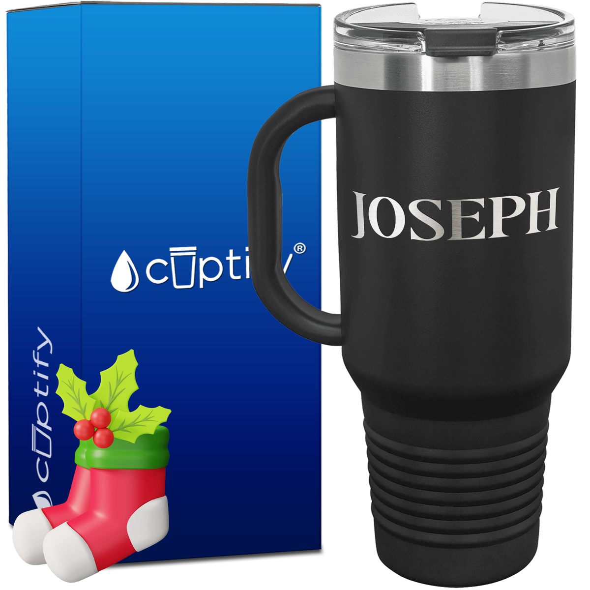 Personalized Merry Christmas Font Style 40oz Christmas Travel Mug