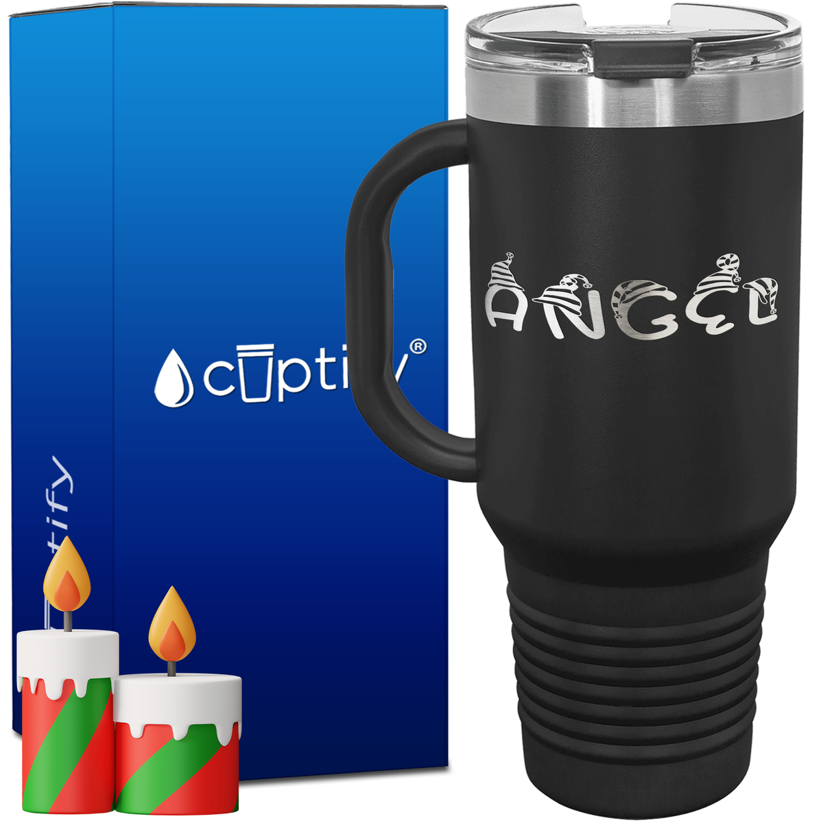 Personalized Elfen Font Style 40oz Christmas Travel Mug