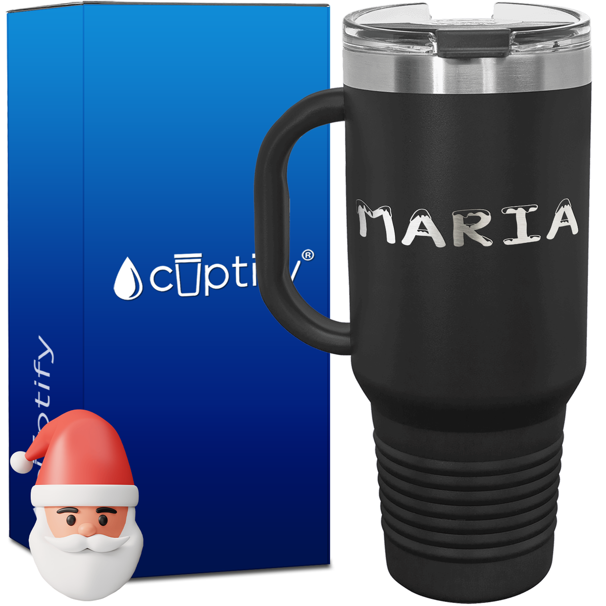 Personalized Snowy Font Style 40oz Christmas Travel Mug