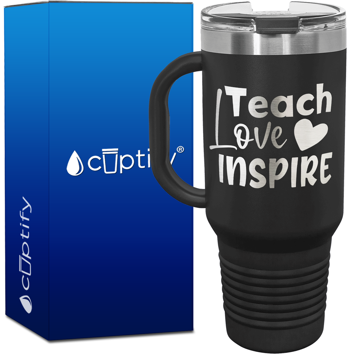 Teach Love Inspire with Heart 40oz Teacher Travel Mug
