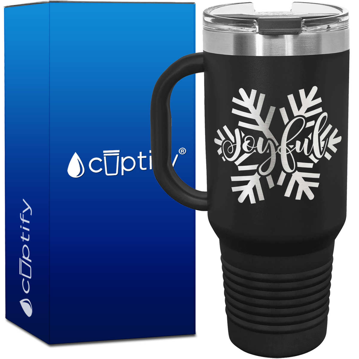 Joyful Snow Flake 40oz Christmas Travel Mug