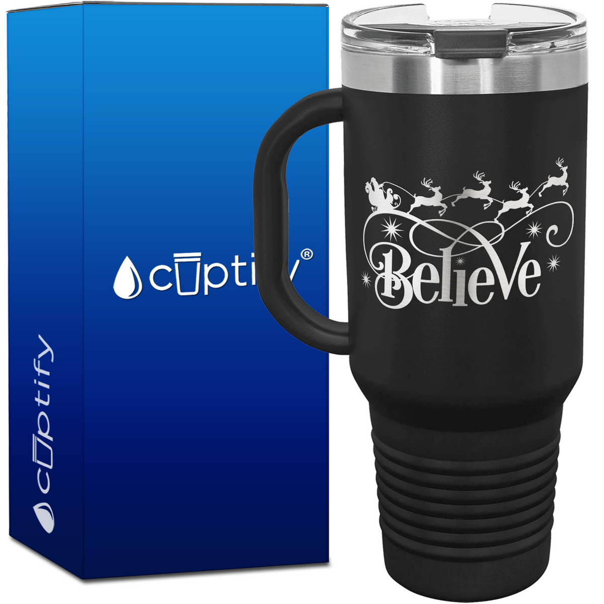 Believe in Stanta 40oz Christmas Travel Mug