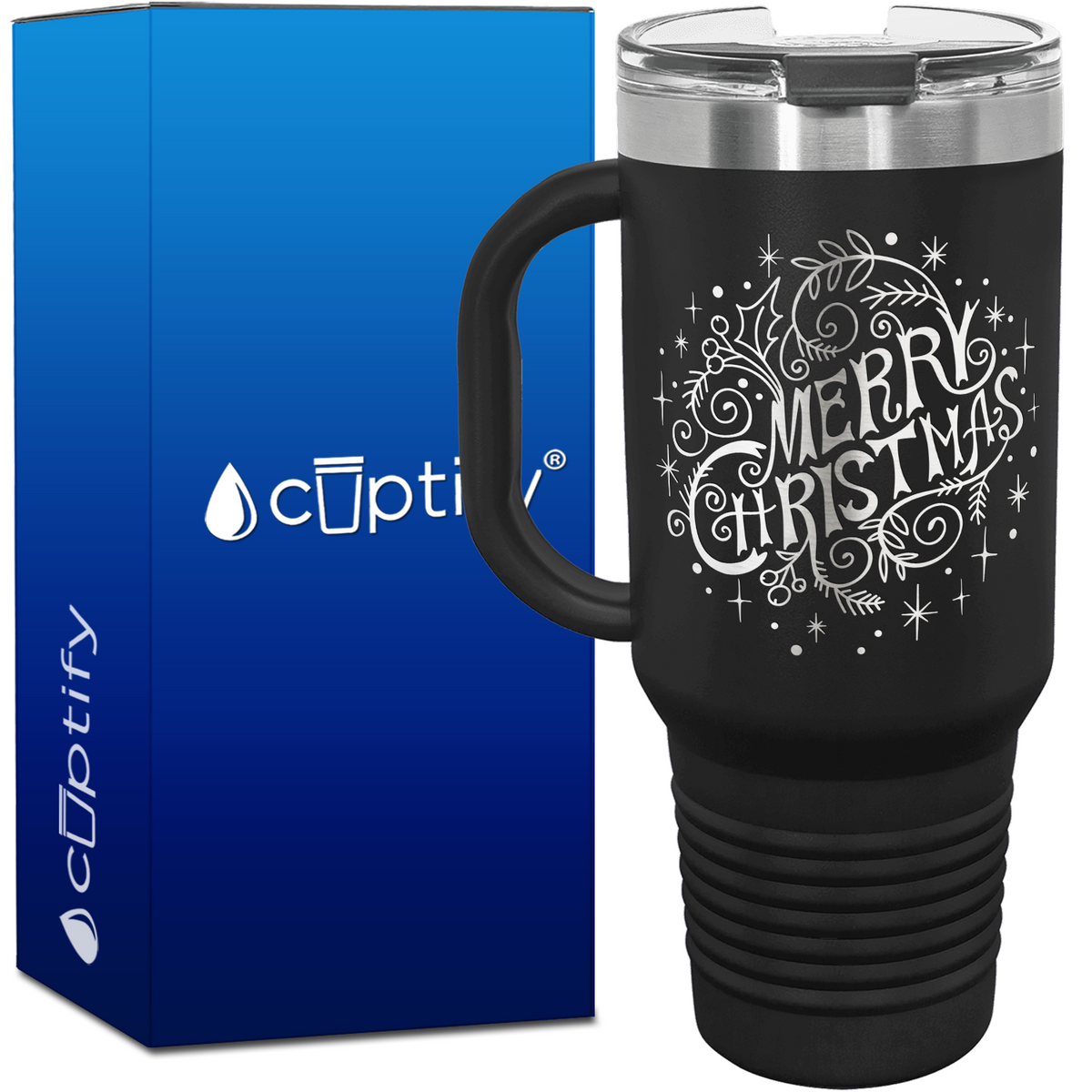 Merry Christmas with Mistletoe 40oz Travel Mug