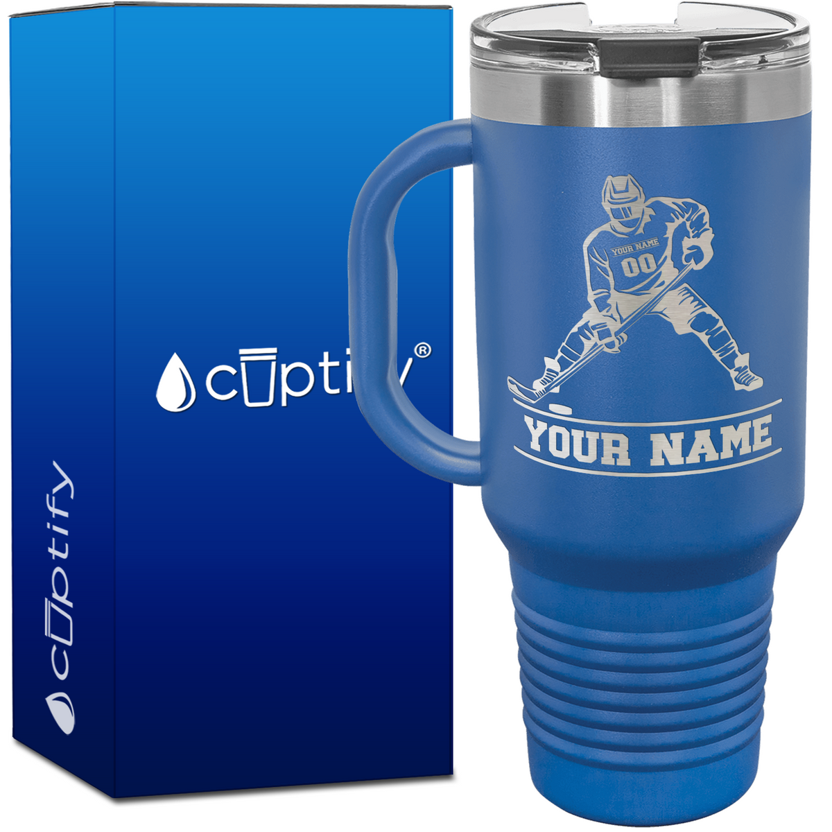 Personalized Hockey Player 40oz Hockey Travel Mug
