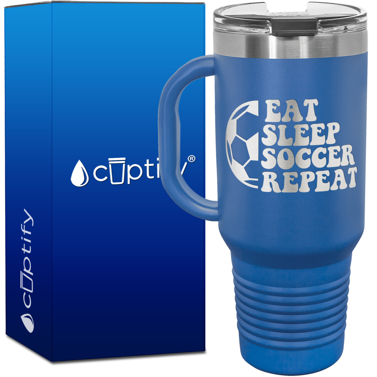 Eat Sleep Soccer Repeat Soccer Ball 40oz Soccer Travel Mug