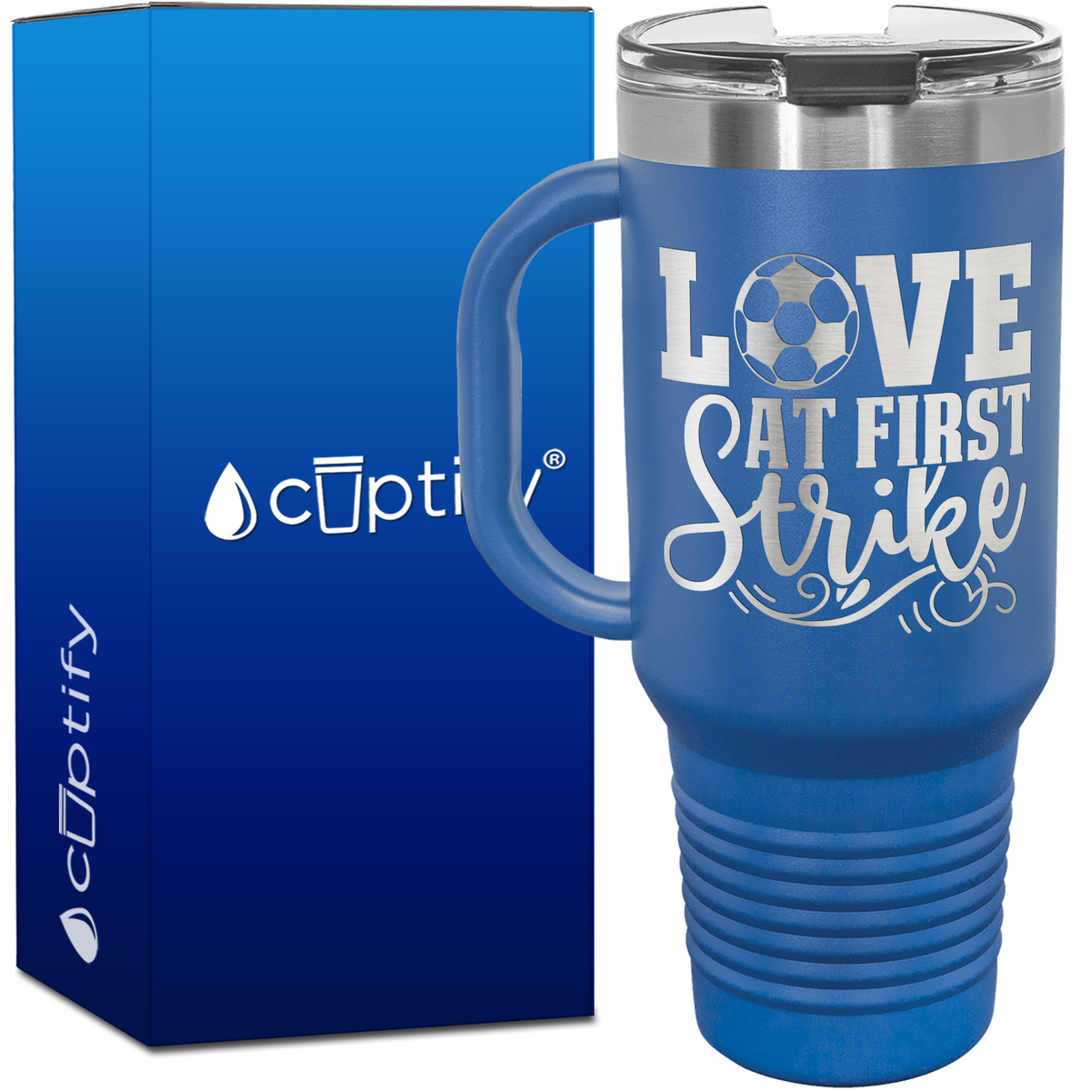 Love at First Strike 40oz Soccer Travel Mug