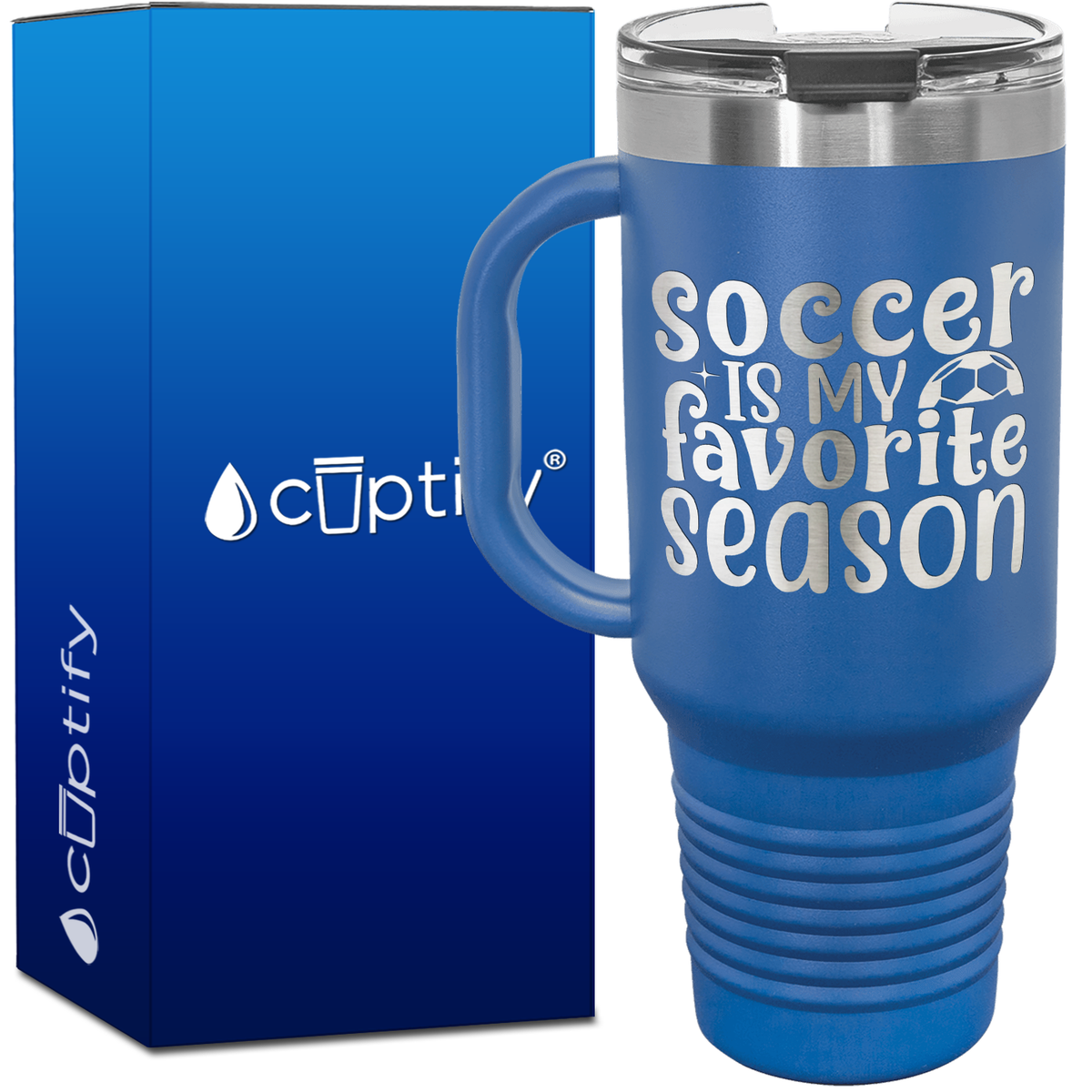 Soccer is my Favorite Season with Ball 40oz Soccer Travel Mug