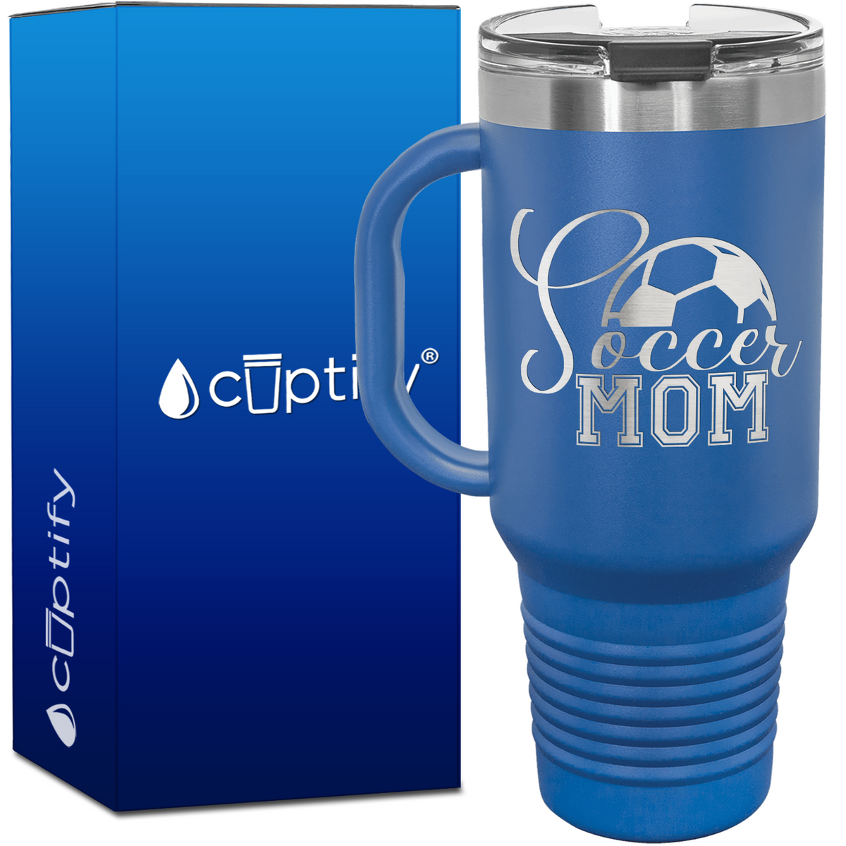 Soccer Mom with Ball 40oz Soccer Travel Mug